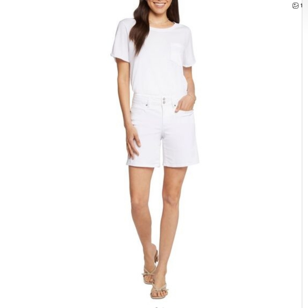 NYDJ Roxanne Denim Midi Shorts White Size 16 NWT